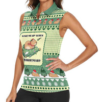Capybara Christmas Women Sleeveless Polo Shirt Wake Me Up When It's Christmas - Wonder Print Shop