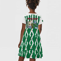 Personalized Algeria Kid Short Sleeve Dress Fennec And Iris Grunge Style - Wonder Print Shop