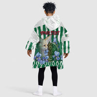 Personalized Algeria Kid Wearable Blanket Hoodie Fennec And Iris Grunge Style - Wonder Print Shop