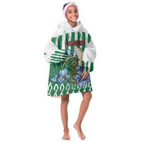 Personalized Algeria Kid Wearable Blanket Hoodie Fennec And Iris Grunge Style - Wonder Print Shop