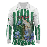 Personalized Algeria Long Sleeve Polo Shirt Fennec And Iris Grunge Style - Wonder Print Shop