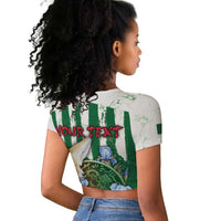 Personalized Algeria Raglan Cropped T shirt Fennec And Iris Grunge Style - Wonder Print Shop