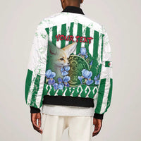 Personalized Algeria Sleeve Zip Bomber Jacket Fennec And Iris Grunge Style - Wonder Print Shop