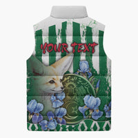 Personalized Algeria Sleeveless Puffer Jacket Fennec And Iris Grunge Style - Wonder Print Shop