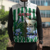 Personalized Algeria Sleeveless Puffer Jacket Fennec And Iris Grunge Style - Wonder Print Shop