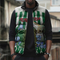 Personalized Algeria Sleeveless Puffer Jacket Fennec And Iris Grunge Style - Wonder Print Shop