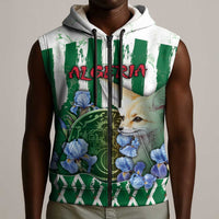 Personalized Algeria Sleeveless Zip Hoodie Fennec And Iris Grunge Style - Wonder Print Shop