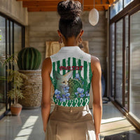 Personalized Algeria Women Sleeveless Polo Shirt Fennec And Iris Grunge Style - Wonder Print Shop