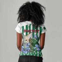 Personalized Algeria Women V-Neck T-Shirt Fennec And Iris Grunge Style - Wonder Print Shop