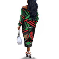 Personalized Libya In My Veins Off The Shoulder Long Sleeve Dress - Wonder Print Shop
