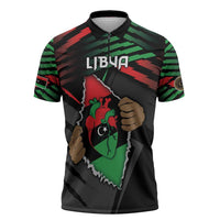 Personalized Libya In My Veins Zipper Polo Shirt - Wonder Print Shop