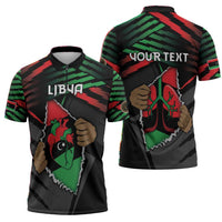 Personalized Libya In My Veins Zipper Polo Shirt - Wonder Print Shop