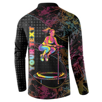 Personalized Jumping Fitness Button Sweatshirt Trampoline Workout Pop Art