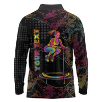 Personalized Jumping Fitness Long Sleeve Polo Shirt Trampoline Workout Pop Art