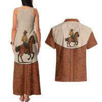 Cowboy Couples Matching Tank Maxi Dress and Hawaiian Shirt Horse Riding Retro Western Yoke
