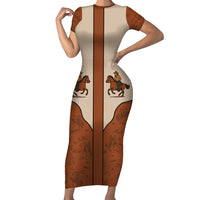 Cowboy Family Matching Short Sleeve Bodycon Dress and Hawaiian Shirt Horse Riding Retro Western Yoke