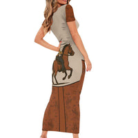 Cowboy Family Matching Short Sleeve Bodycon Dress and Hawaiian Shirt Horse Riding Retro Western Yoke