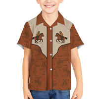 Cowboy Family Matching Short Sleeve Bodycon Dress and Hawaiian Shirt Horse Riding Retro Western Yoke