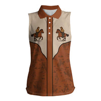 Cowboy Women Sleeveless Polo Shirt Horse Riding Retro Western Yoke