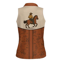 Cowboy Women Sleeveless Polo Shirt Horse Riding Retro Western Yoke