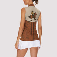 Cowboy Women Sleeveless Polo Shirt Horse Riding Retro Western Yoke
