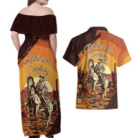 Cowboy Couples Matching Off Shoulder Maxi Dress and Hawaiian Shirt Ride Em Cowboy