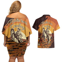 Cowboy Couples Matching Off Shoulder Short Dress and Hawaiian Shirt Ride Em Cowboy