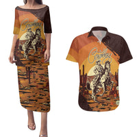 Cowboy Couples Matching Puletasi and Hawaiian Shirt Ride Em Cowboy