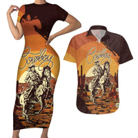 Cowboy Couples Matching Short Sleeve Bodycon Dress and Hawaiian Shirt Ride Em Cowboy