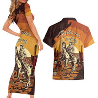 Cowboy Couples Matching Short Sleeve Bodycon Dress and Hawaiian Shirt Ride Em Cowboy
