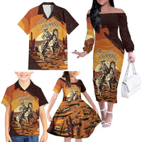 Cowboy Family Matching Off The Shoulder Long Sleeve Dress and Hawaiian Shirt Ride Em Cowboy