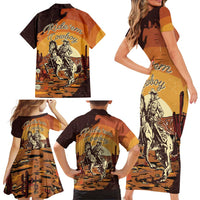 Cowboy Family Matching Short Sleeve Bodycon Dress and Hawaiian Shirt Ride Em Cowboy