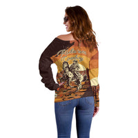 Cowboy Off Shoulder Sweater Ride Em Cowboy
