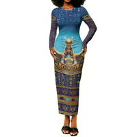 Egyptian Goddess Isis Long Sleeve Bodycon Dress Ancient Mythology Winged Queen