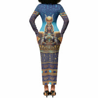 Egyptian Goddess Isis Long Sleeve Bodycon Dress Ancient Mythology Winged Queen