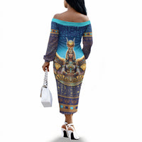 Egyptian Goddess Isis Off The Shoulder Long Sleeve Dress Ancient Mythology Winged Queen