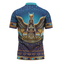 Egyptian Goddess Isis Zipper Polo Shirt Ancient Mythology Winged Queen