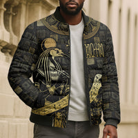 Egyptian God Thoth Bomber Puffer Jacket Ancient Mythology Ibis Wisdom Hieroglyphic