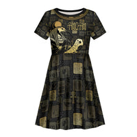 Egyptian God Thoth Kid Short Sleeve Dress Ancient Mythology Ibis Wisdom Hieroglyphic