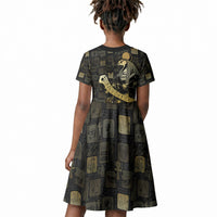 Egyptian God Thoth Kid Short Sleeve Dress Ancient Mythology Ibis Wisdom Hieroglyphic