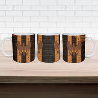 Egyptian God Horus Ceramic Mug Ancient Mythology Falcon Hieroglyphic Patterns