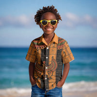 Egyptian God Horus Kid Hawaiian Shirt Ancient Mythology Falcon Hieroglyphic Patterns