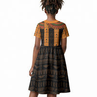 Egyptian God Horus Kid Short Sleeve Dress Ancient Mythology Falcon Hieroglyphic Patterns
