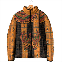 Egyptian God Horus Padded Jacket Ancient Mythology Falcon Hieroglyphic Patterns