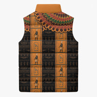 Egyptian God Horus Sleeveless Puffer Jacket Ancient Mythology Falcon Hieroglyphic Patterns