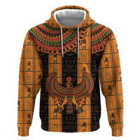 Egyptian God Horus Zip Hoodie Ancient Mythology Falcon Hieroglyphic Patterns