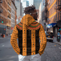 Egyptian God Horus Zip Hoodie Ancient Mythology Falcon Hieroglyphic Patterns