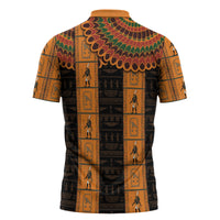 Egyptian God Horus Zipper Polo Shirt Ancient Mythology Falcon Hieroglyphic Patterns