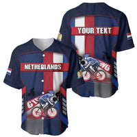 Personalized Netherlands Cycling Baseball Jersey Sporty Style Navy - Wonder Print Shop