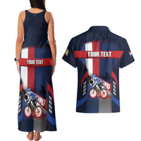 Personalized Netherlands Cycling Couples Matching Tank Maxi Dress and Hawaiian Shirt Sporty Style Navy - Wonder Print Shop